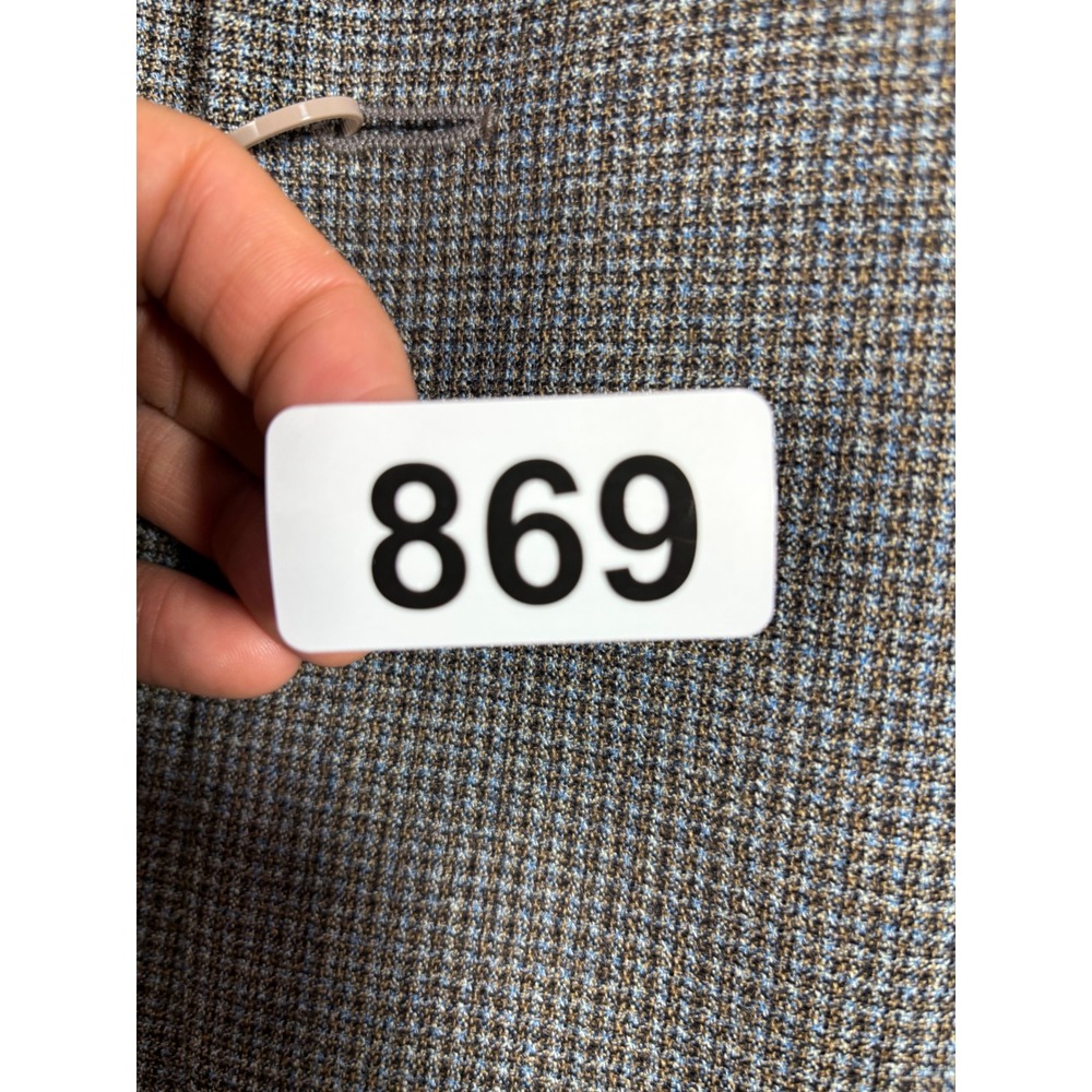 Jos A Bank Mens 50R Wool Sport Coat Blazer Blue Brown Micro Check 2 Button - Picture 8 of 8